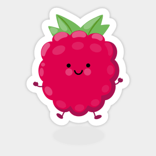 Cute happy jumping red raspberry cartoon illustration Sticker